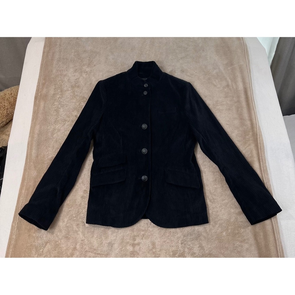 Rag & Bone Slade Corduroy Blazer Women's 6 Black Stand Collar & Front Button EUC